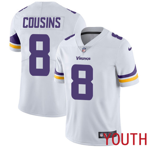 Minnesota Vikings #8 Limited Kirk Cousins White Nike NFL Road Youth Jersey Vapor Untouchable->youth nfl jersey->Youth Jersey